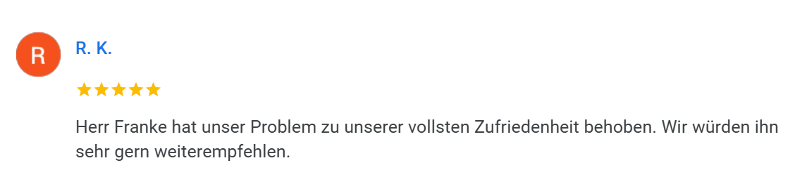 Kundenbewertung (Screenshot)